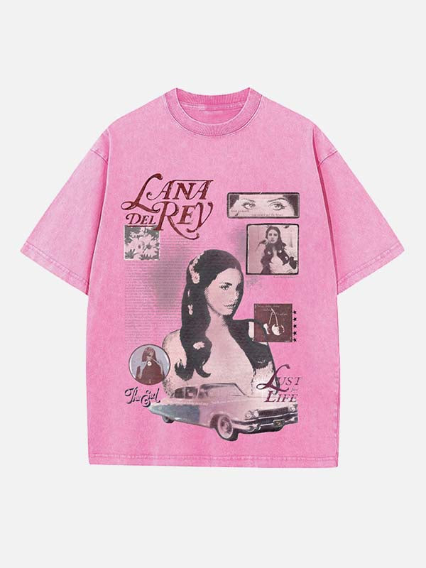 Lana Del Rey Print Round Neck T-shirt