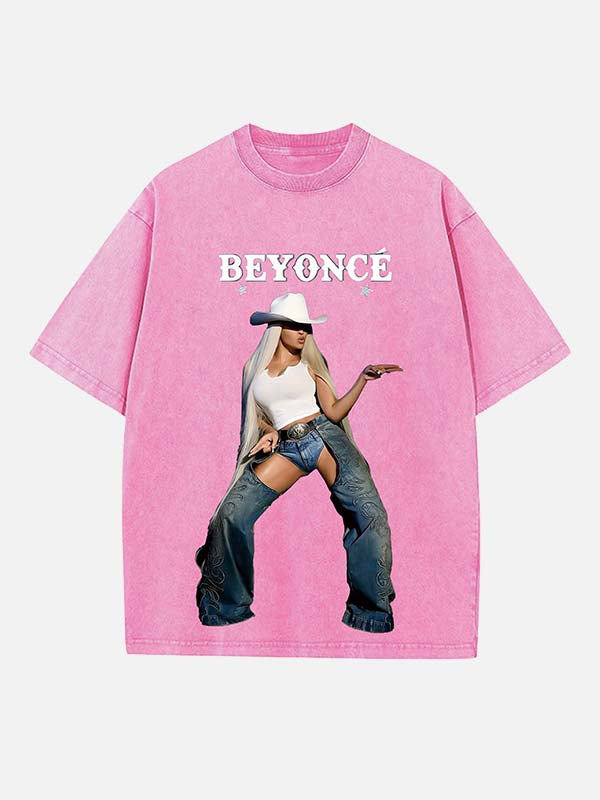 Beyoncé Print Round Neck T-shirt