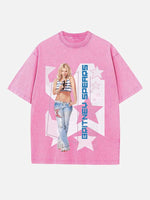 Britney Spears Print Round Neck T-shirt