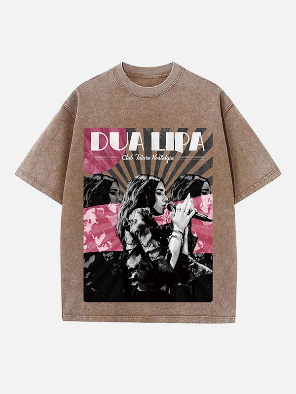 Dua Lipa Print Round Neck T-shirt