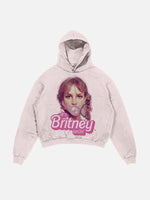 Britney Spears Print Slant Pockets Hoodie
