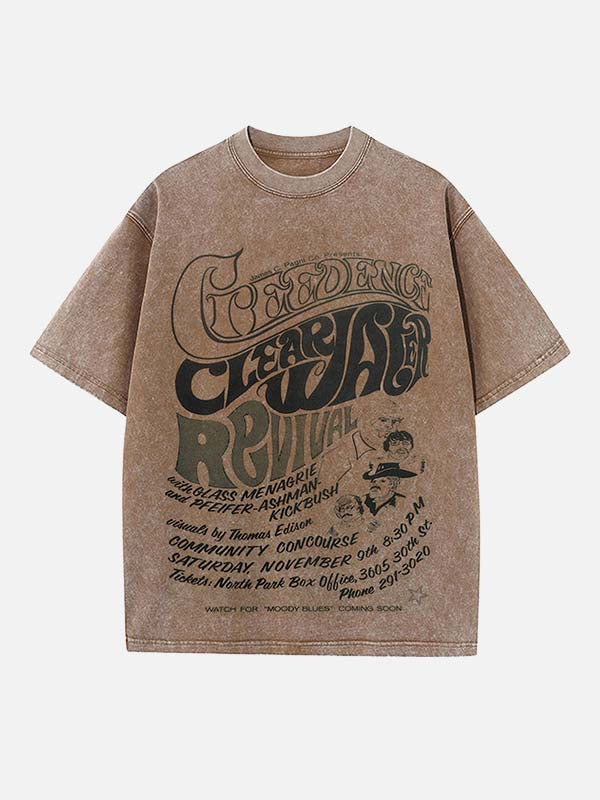 Creedence Clearwater Revival Print Round Neck T-shirt