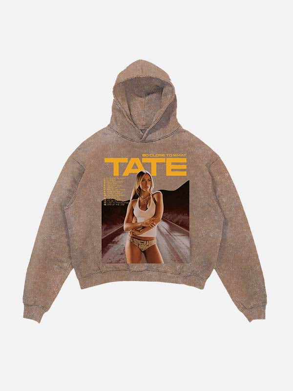Tate McRae Print Slant Pockets Hoodie