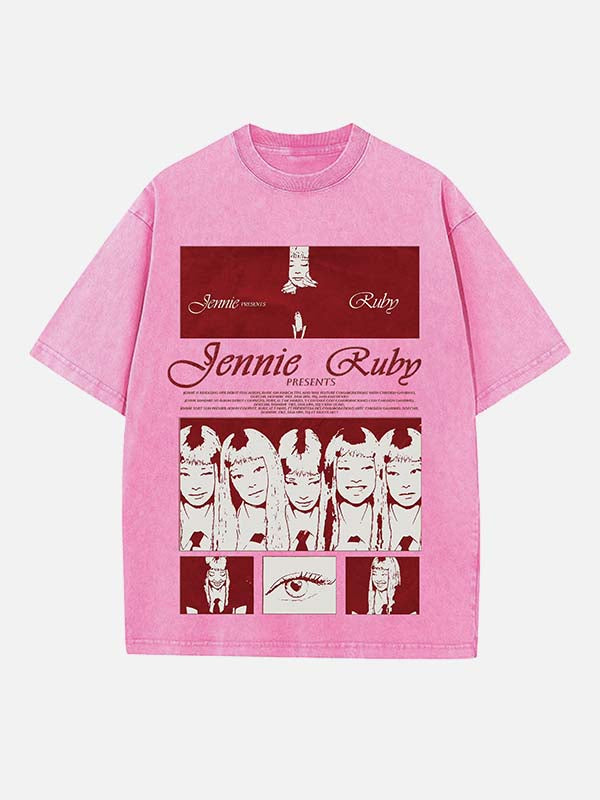 BLACKPINK Jennie Print Round Neck T-shirt