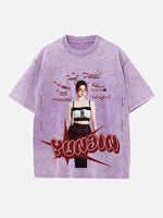 LE SSERAFIM Huh Yunjin Print Round Neck T-shirt