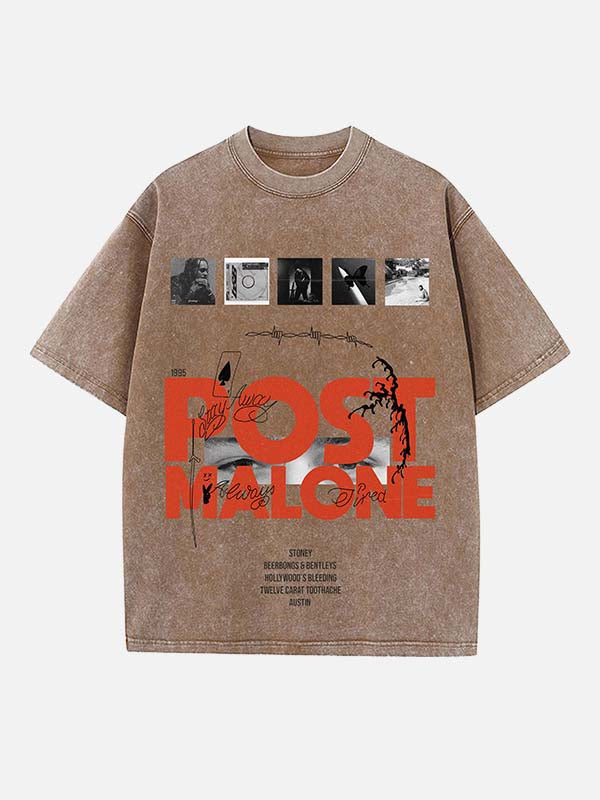 Post Malone Print Round Neck T-shirt