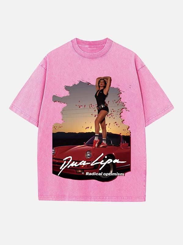 Dua Lipa Print Round Neck T-shirt