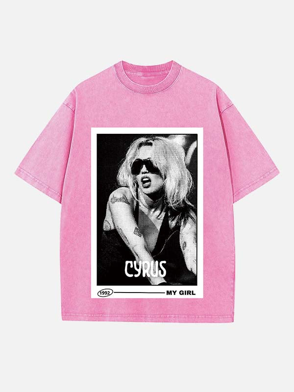 Miley Cyrus Print Round Neck T-shirt