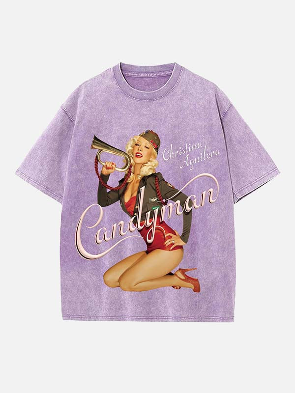 Christina Aguilera Print Round Neck T-shirt
