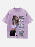 Miley Cyrus Print Round Neck T-shirt