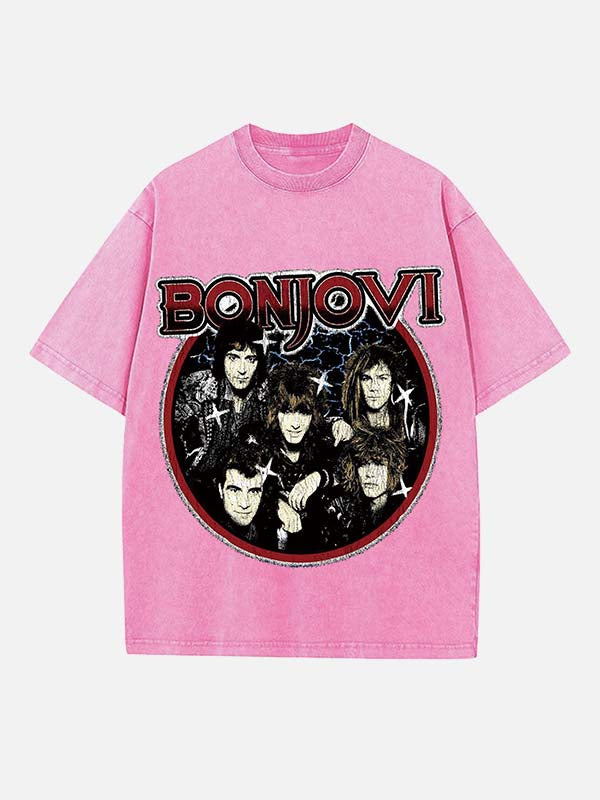 Bon Jovi Print Round Neck T-shirt