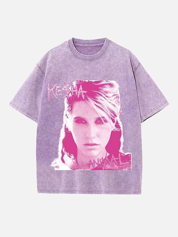 Kesha Print Round Neck T-shirt
