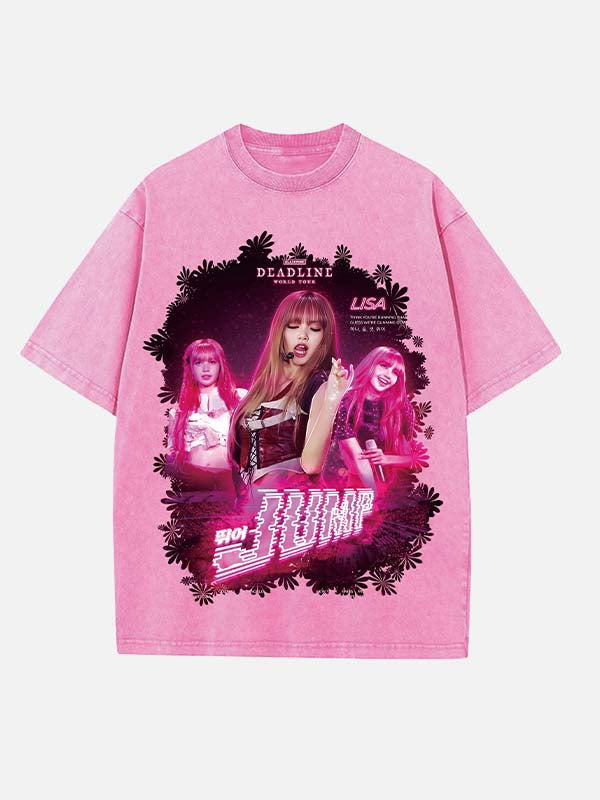 BLACKPINK Lisa Print Round Neck T-shirt