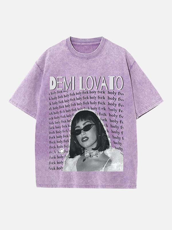 Demi Lovato Print Round Neck T-shirt