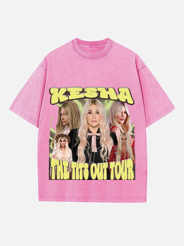 Kesha Print Round Neck T-shirt