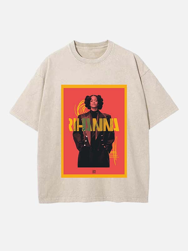 Rihanna Print Round Neck T-shirt