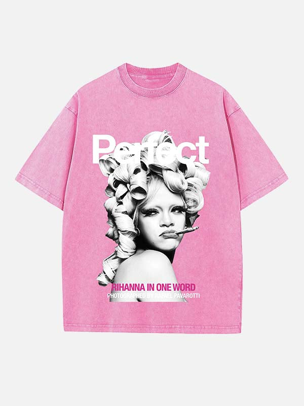 Rihanna Print Round Neck T-shirt