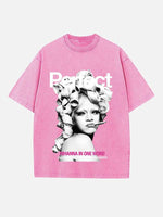 Rihanna Print Round Neck T-shirt