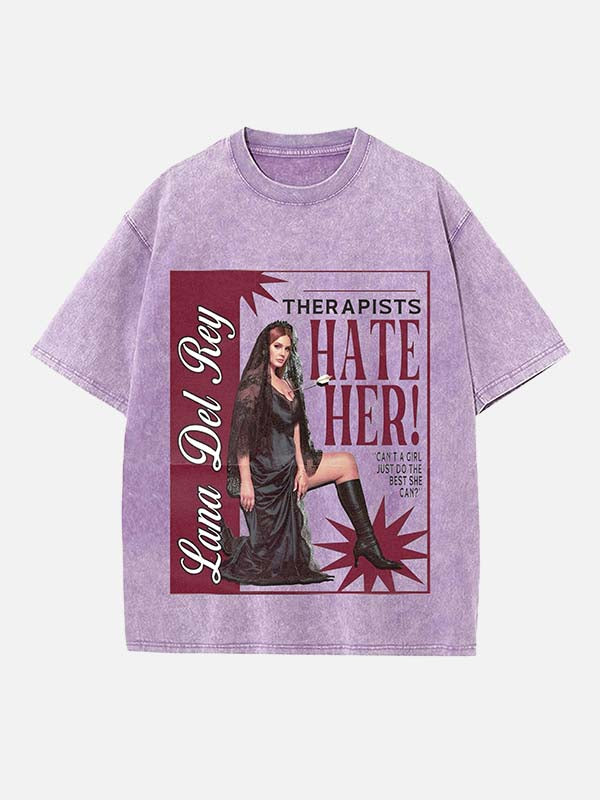 Lana Del Rey Print Round Neck T-shirt