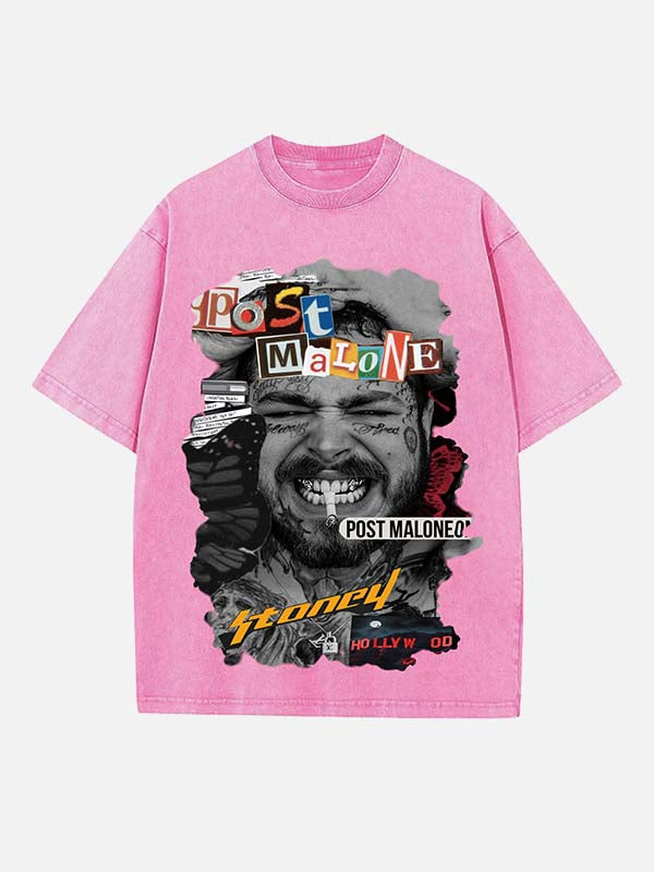 Post Malone Print Round Neck T-shirt