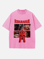 Rihanna Print Round Neck T-shirt