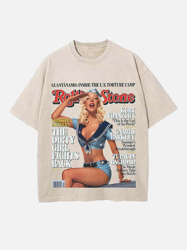 Christina Aguilera Print Round Neck T-shirt