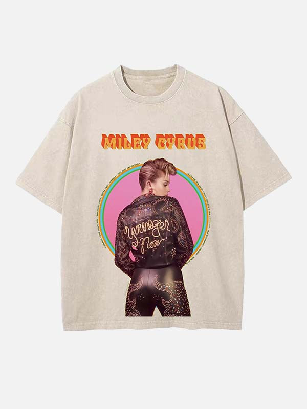 Miley Cyrus Print Round Neck T-shirt