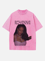 Rihanna Print Round Neck T-shirt