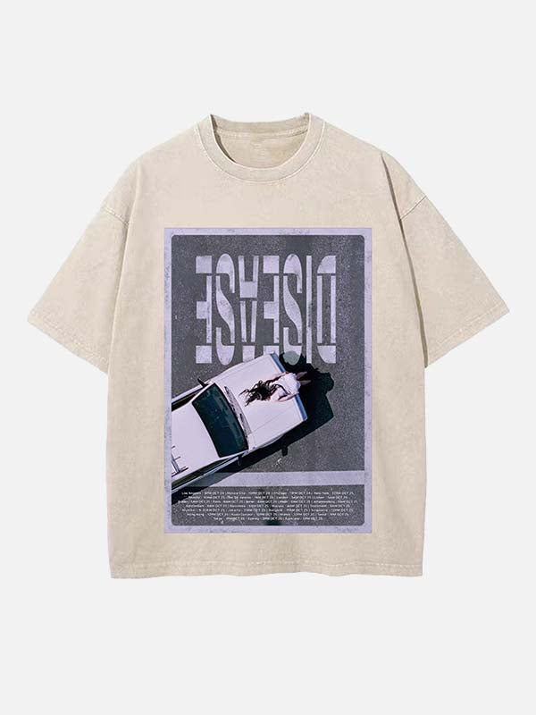 Lady Gaga Print Round Neck T-shirt