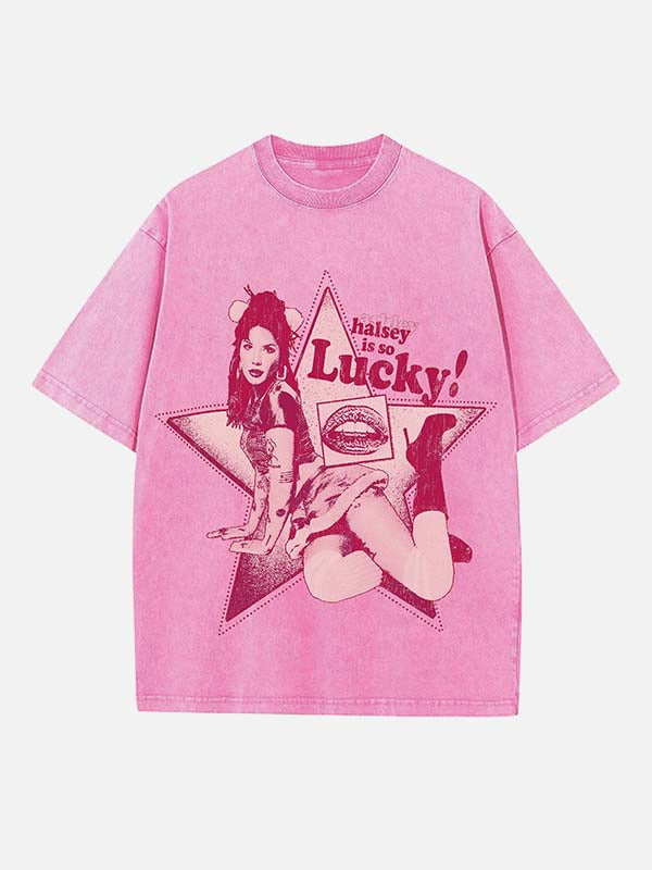 Halsey Print Round Neck T-shirt