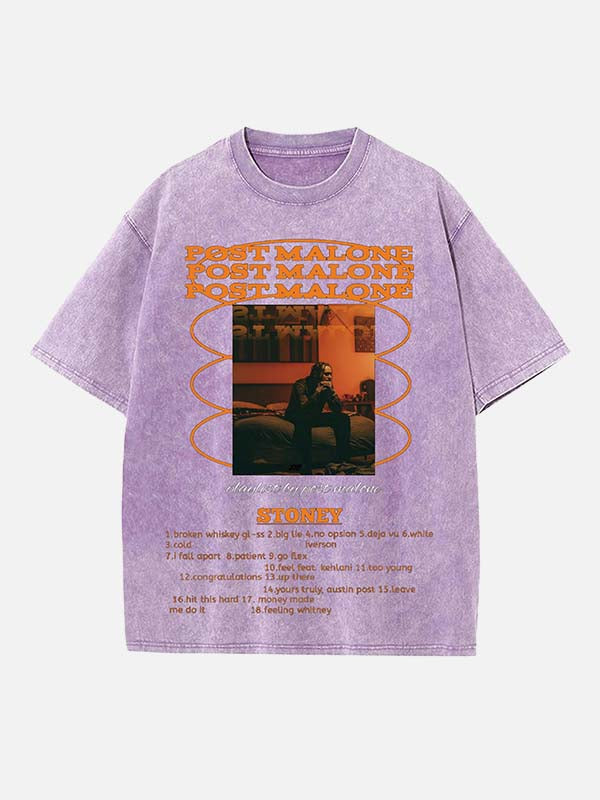 Post Malone Print Round Neck T-shirt