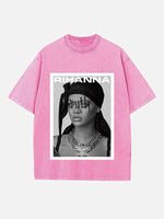 Rihanna Print Round Neck T-shirt
