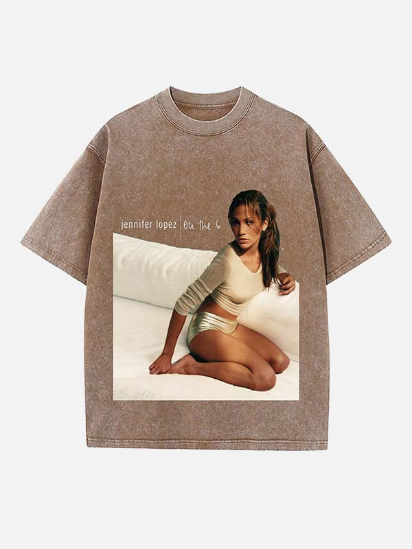 Jennifer Lopez Print Round Neck T-shirt