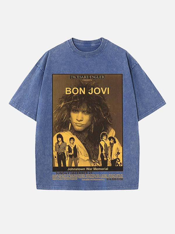 Bon Jovi Print Round Neck T-shirt