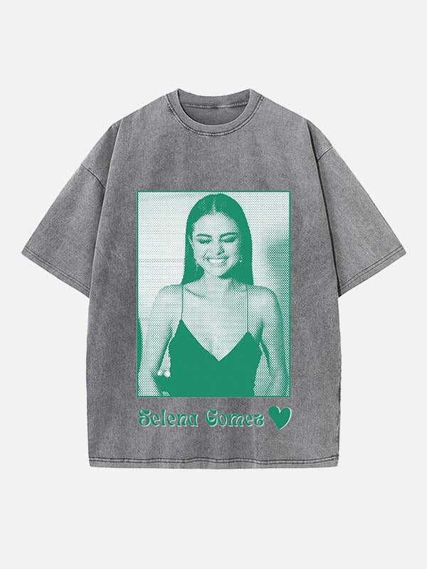 Selena Gomez Print Round Neck T-shirt