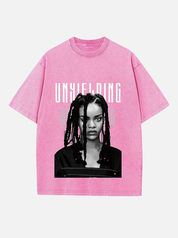 Rihanna Print Round Neck T-shirt