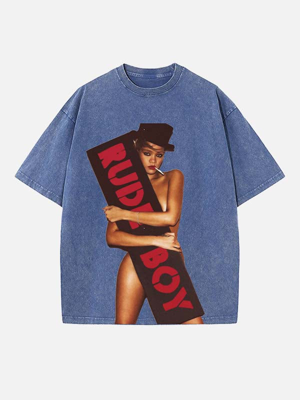 Rihanna Print Round Neck T-shirt