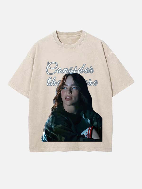 Billie Eilish Print Round Neck T-shirt
