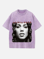 Alicia Keys Print Round Neck T-shirt