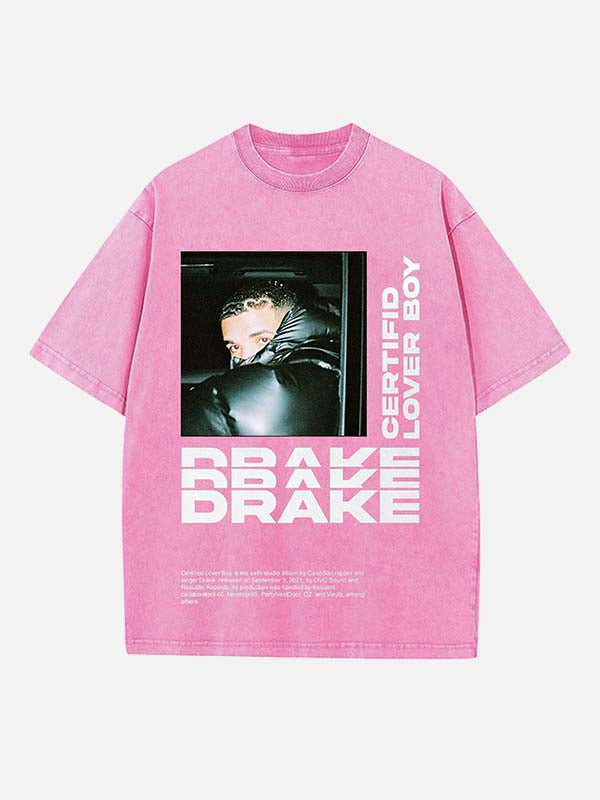 Drake Print Round Neck T-shirt