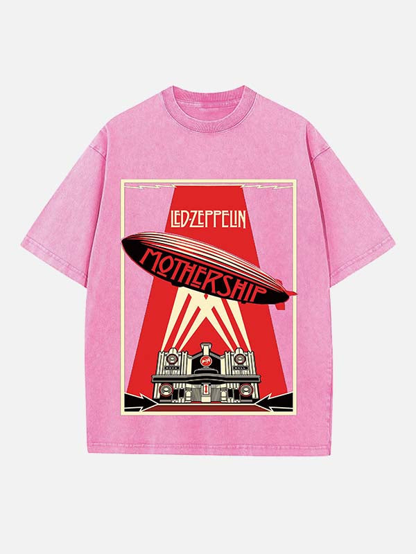 Led Zeppelin Print Round Neck T-shirt