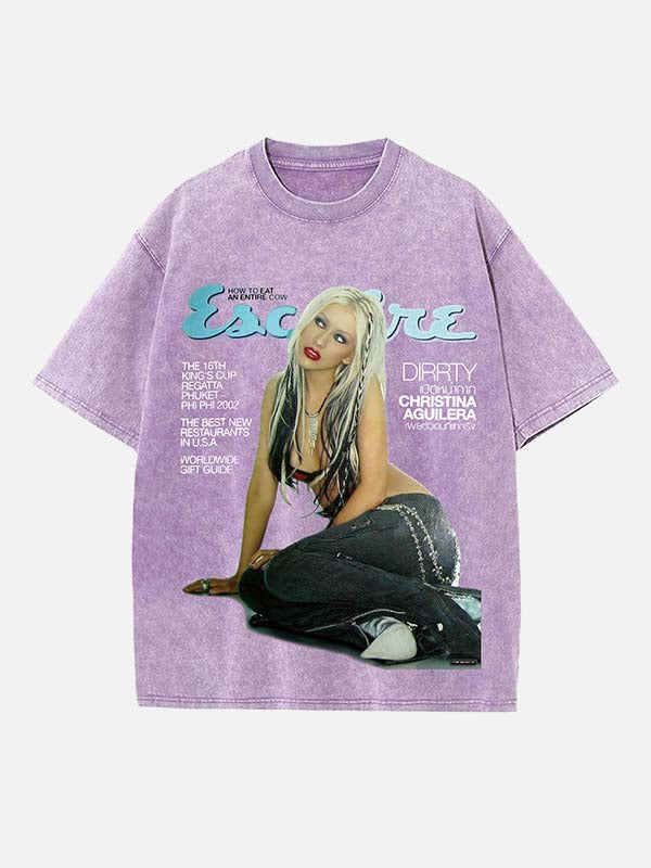 Christina Aguilera Print Round Neck T-shirt
