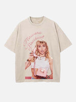 Miley Cyrus Print Round Neck T-shirt