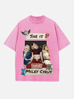Miley Cyrus Print Round Neck T-shirt