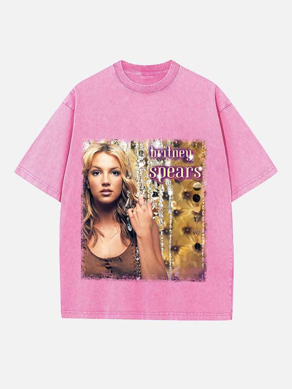 Britney Spears Print Round Neck T-shirt
