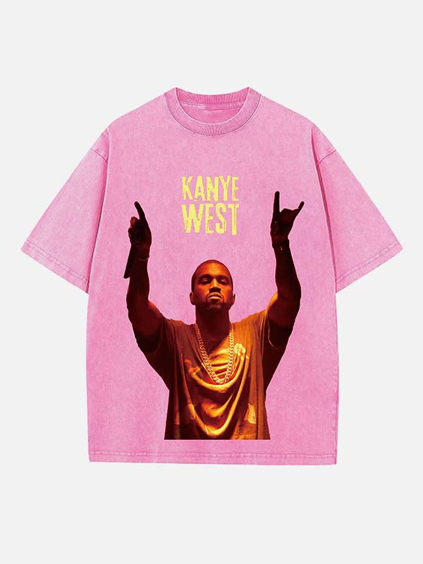 Kanye West Print Round Neck T-shirt