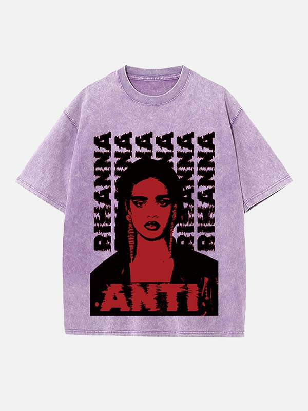 Rihanna Print Round Neck T-shirt