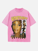 Whitney Houston Print Round Neck T-shirt
