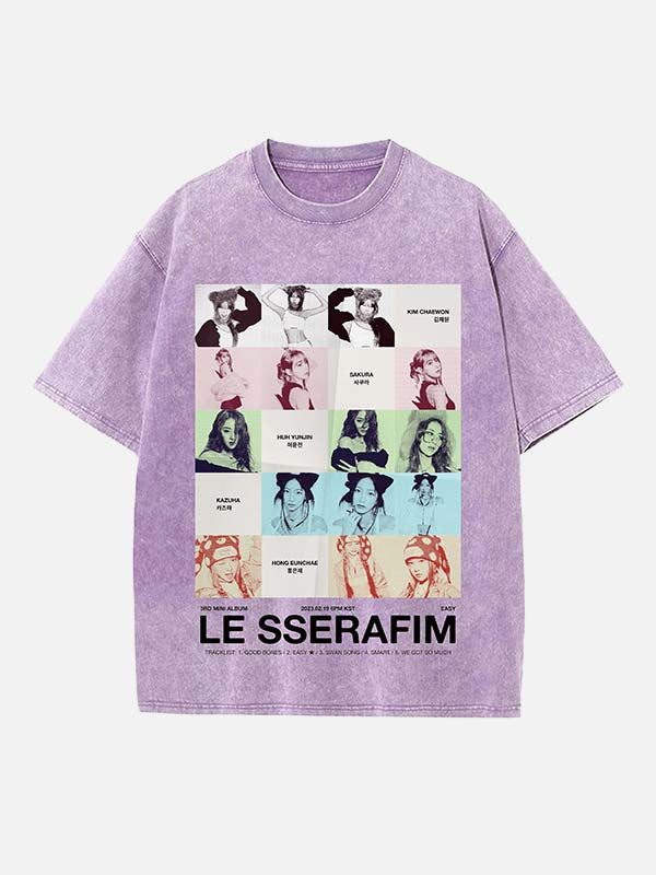 LE SSERAFIM Print Round Neck T-shirt