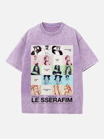 LE SSERAFIM Print Round Neck T-shirt